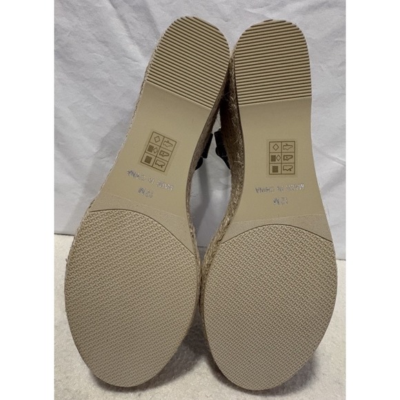 Monroe & Main Pineapple Wedge Heel Espadrilles Women's Sz 12 Navy Print Bohemian - Picture 7 of 8